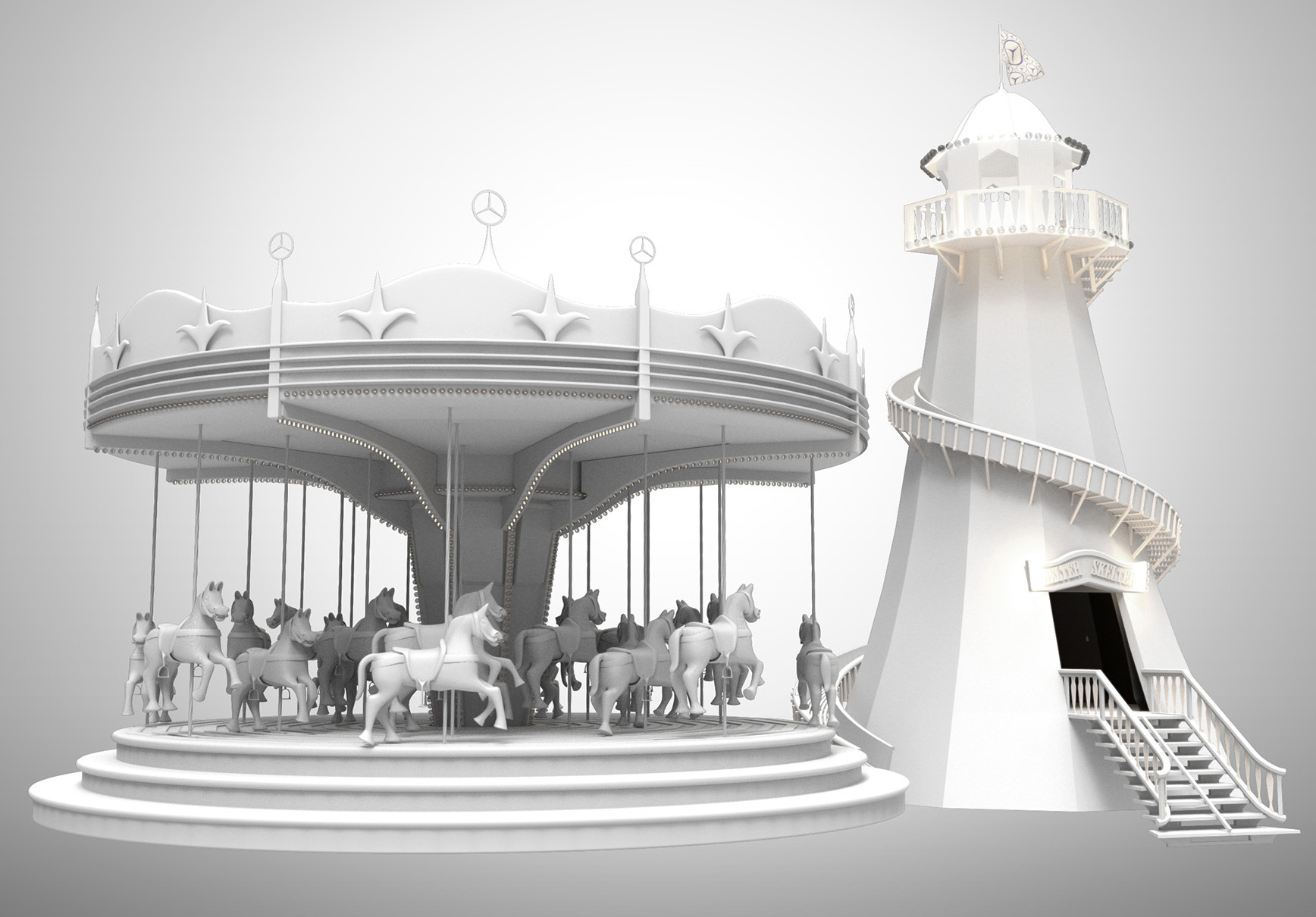aka illustration - Mercedes - Life In The Fun Lane fun fair
