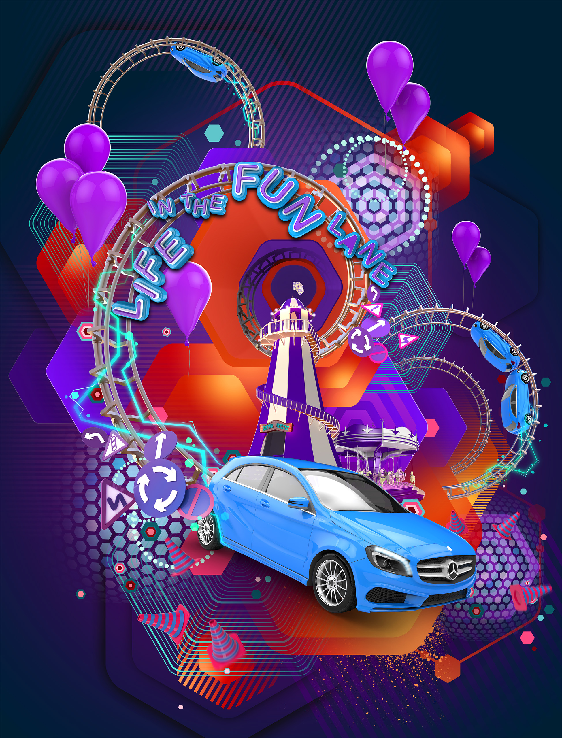 aka illustration - Mercedes - Life In The Fun Lane artwork