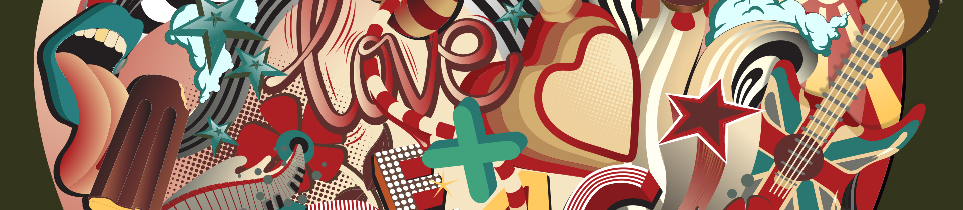 aka illustration - Peace and love vector artwork banner
