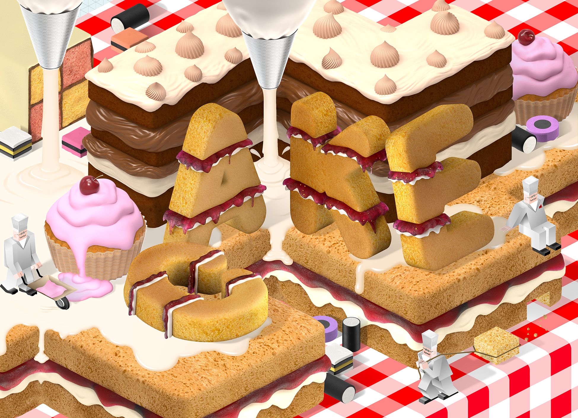 aka illustration - Immediate Media isometric cake artwork