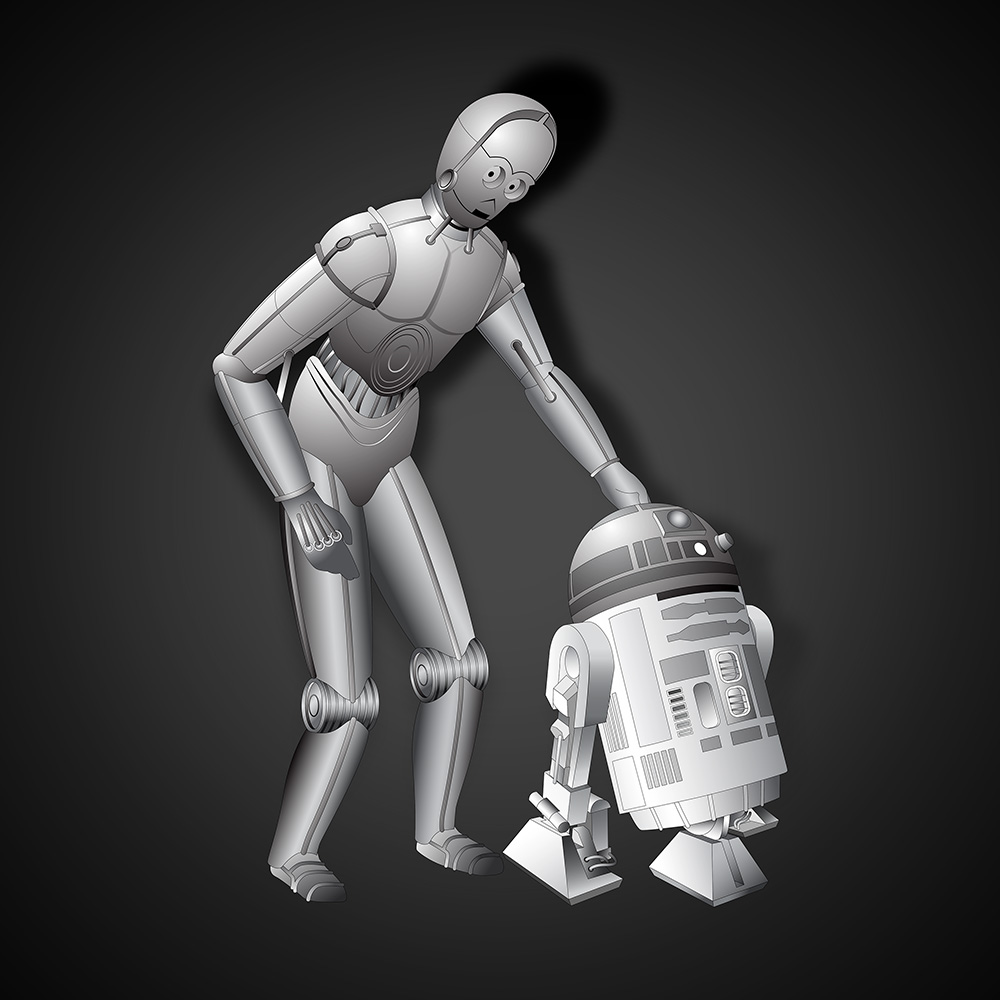 aka illustration - Total Film Magazine - Blockbuster heritage artwork - R2-D2 & C3PO