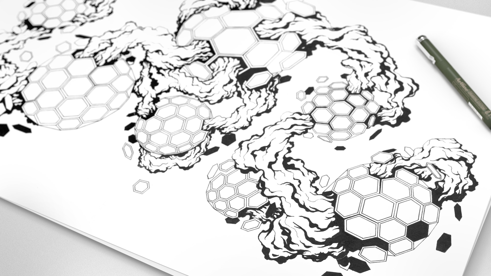 aka illustration - Beauty Styling artwork pen and ink detail