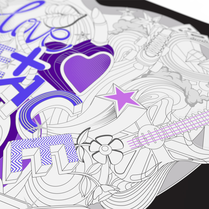 aka illustration - Peace and love vector artwork guitar