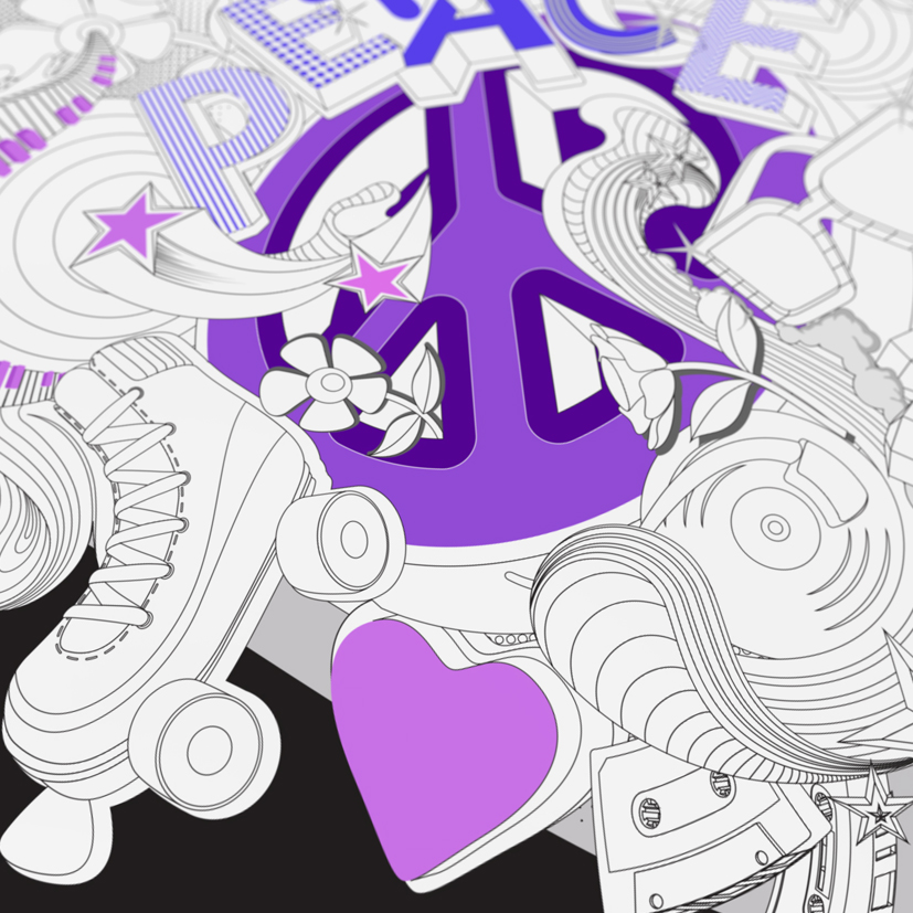 aka illustration - Peace and love vector artwork peace text