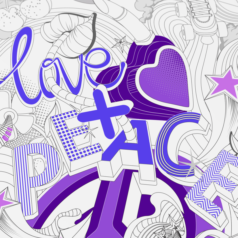 aka illustration - Peace and love vector artwork love text